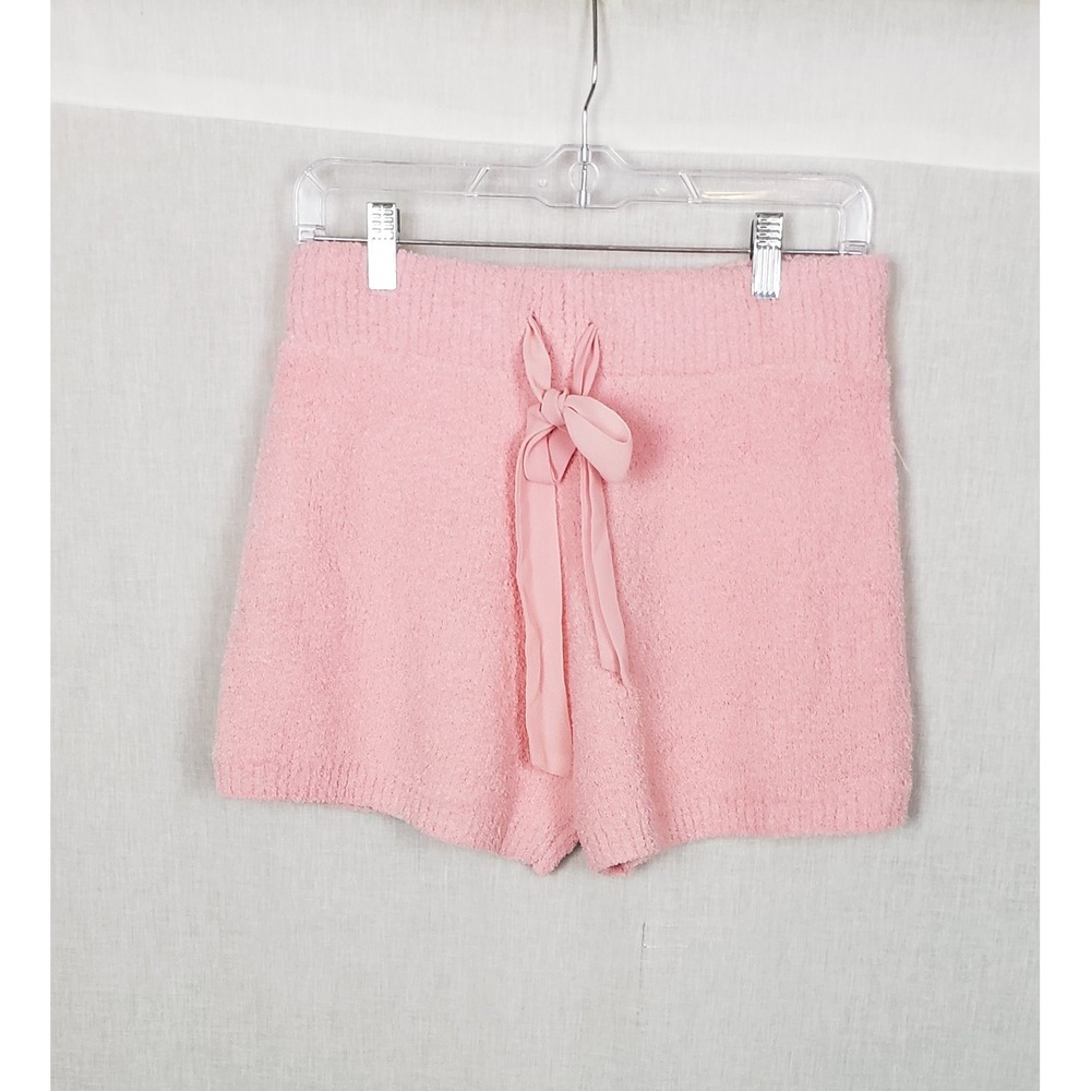 Free People FP Movement Pink Terry Fuzzy Lounge Shorts M Bow Tie Coquette Girly